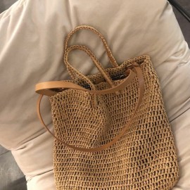 Women Travel Summer Beach Large Capacity Straw Handbag Tote Bag