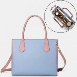 Women PU Leather Patchwork Multifunction Multi-pocket 13.3 Inch Laptop Key Handbag Shoulder Bag