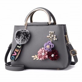 Womens Purses and Handbag Shoulder Bags Ladies Designer Top Handle Satchel Tote Bag with Ribbons and Flower Decoration