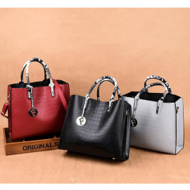 Women Fashion Elengant Large Capacity Handbag Shoulder Bag Crocodile Pattern Toe