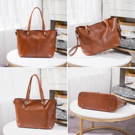 Women Faux Leather Solid Color Large Capacity Handbag Crossbody Bags