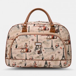 Women PU Leather Large Capacity Travel Weekender Overnight Carry-on Duffel Bag Wash Bag Handbag