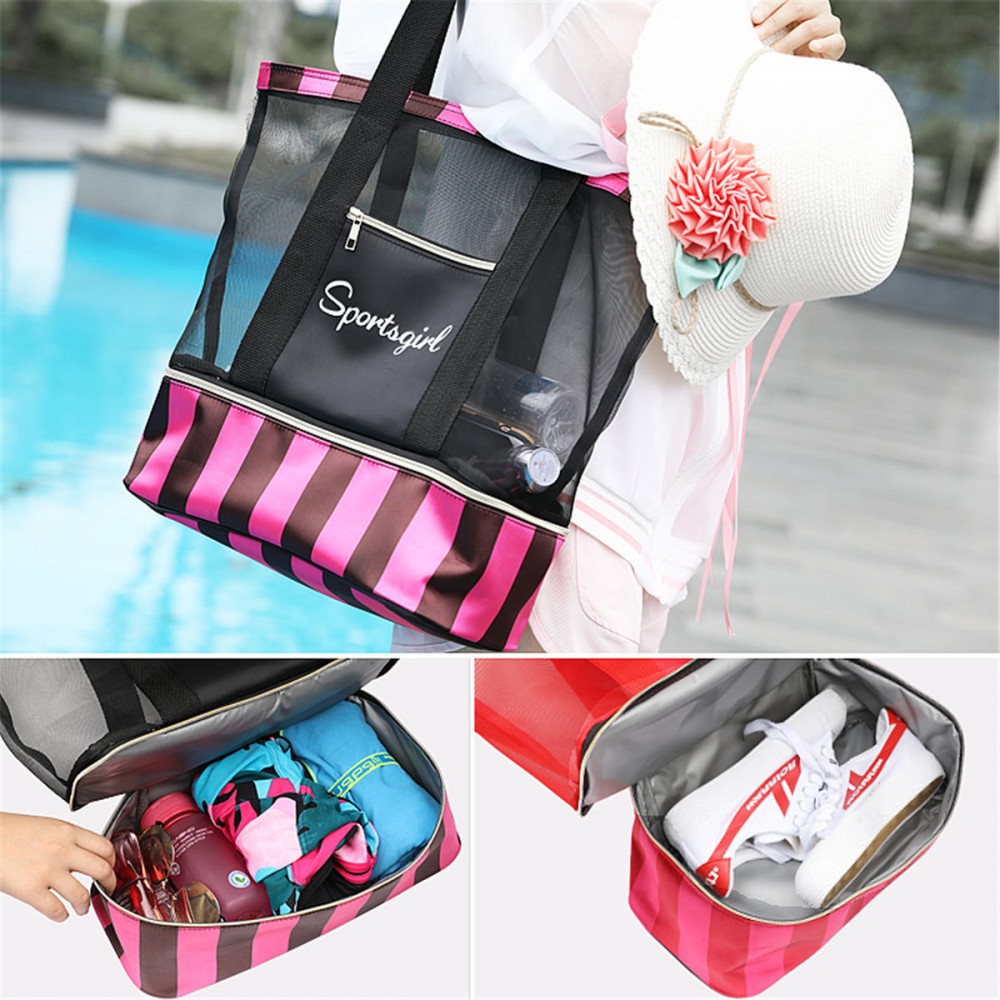 Fashion Women Shoulder Bag Mesh Travel Beach Handbag Tote Summer Carrying