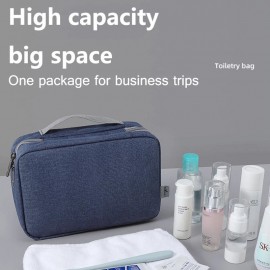 Unisex PU Leather Foldable Dry-Wet Separation Travel Storage Wash Bag Portable Waterproof Cosmetic Bag Makeup Bag