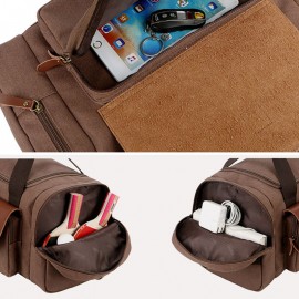 Men Retro Multifunction Wear Resistant Canvas Fitness Bag Business Casual Large Capacity Travel Bag Crossbody Shoulder Bag